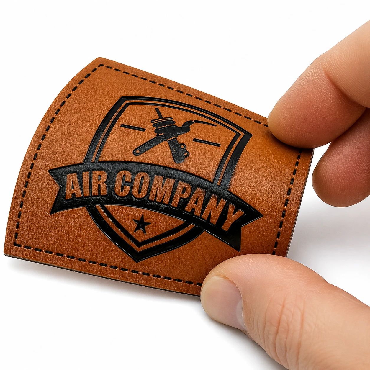 Leather Tag Patches Camel