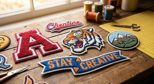 Chenille patches are soft, fuzzy logos that can be sewn onto varsity jackets and other sportswear.