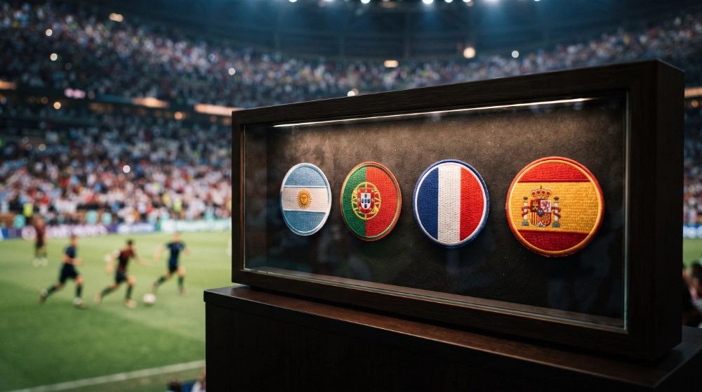 showing patcehs of football world cup team